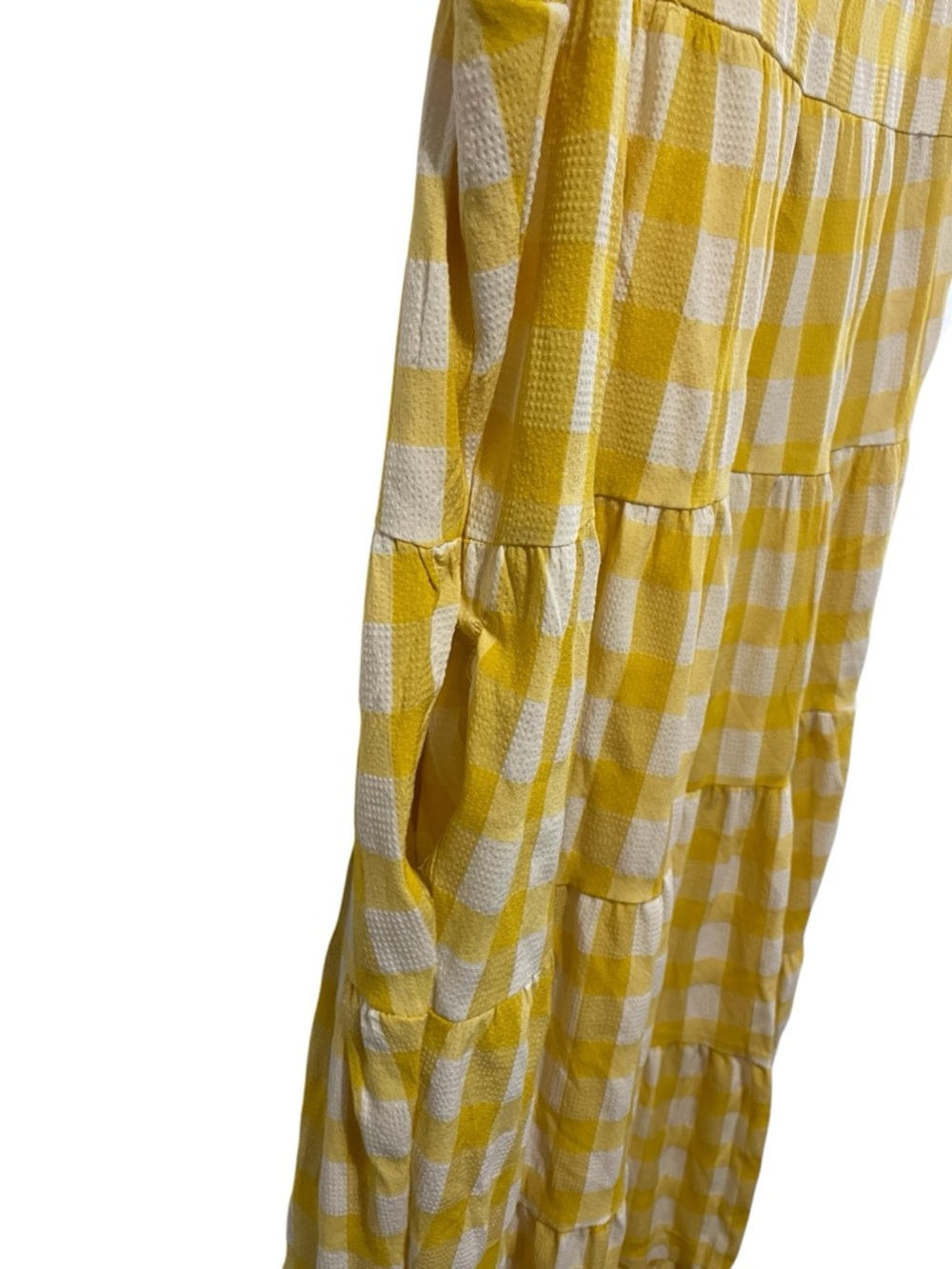 English Factory Sweet gingham yellow tiered baby doll maxi dress size M - Picture 16 of 16